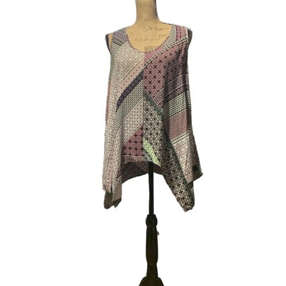 New York & Company Sleeveless Tunic Top Asymmetrical Hem Large